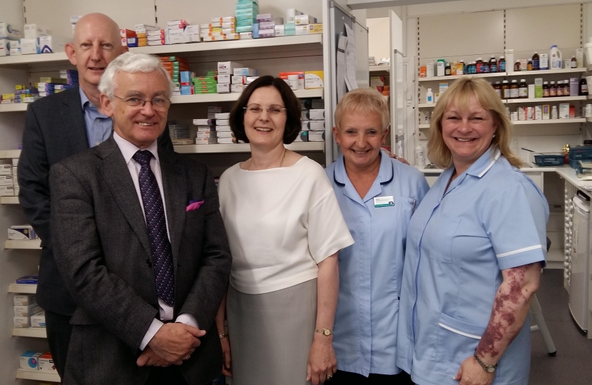 Martin with Ursula Lidbetter, Alastair and staff at a local pharmacy